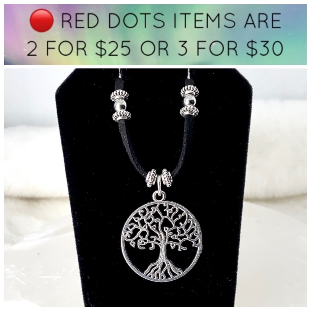 🔴Adjustable tree of life boho black cord necklace